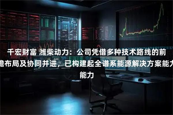千宏财富 潍柴动力:公司凭借多种技术路线的前瞻布局及协同并进,已构建起全谱系能源解决方案能力
